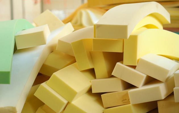 Producing and cutting foam and sponge